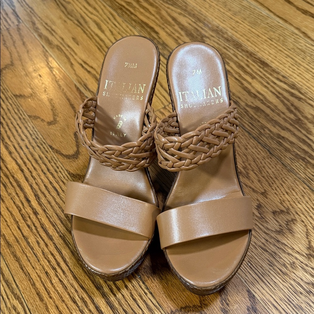 Italian Shoemakers Tan Wedge Sandals - Picture 2 of 3